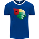 Curled Guinea-Bissau Flag Day Football Mens Ringer T-Shirt FotL Royal Blue/White