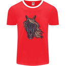 A Tribal Horse Equestrian Mens Ringer T-Shirt Red/White