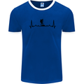 Hiking ECG Walking Rambling Trekking Pulse Mens Ringer T-Shirt Royal Blue/White