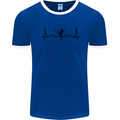 Ballet Dancer ECG Dancing Ballerina Pulse Mens Ringer T-Shirt Royal Blue/White