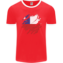 Torn Chile Flag Chilean Day Football Mens Ringer T-Shirt FotL Red/White