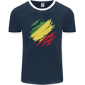 Torn Republic of the Congo Flag Day Football Mens Ringer T-Shirt FotL Navy Blue/White