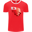 Curled Tongo Flag Tongan Day Football Mens Ringer T-Shirt FotL Red/White