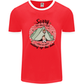 Funny Camping Tent Sorry for What I Said Mens Ringer T-Shirt Red/White