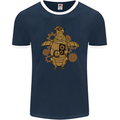 A Steampunk Penguin Mens Ringer T-Shirt FotL Navy Blue/White