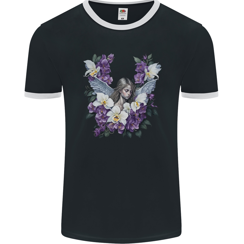Orchid Angel Gothic Goth Mens Ringer T-Shirt FotL Black/White