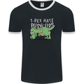 T-Rex Hates Pushups Dinosaur Funny Mens Ringer T-Shirt FotL Black/White