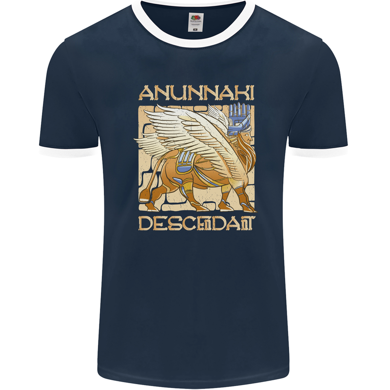 Anunaki Descendant Ancient Egyptian God Egypt Mens Ringer T-Shirt FotL Navy Blue/White
