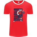An Ice Hockey Player Mens Ringer T-Shirt Red/White