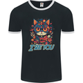 Kawaii Cat Mens Ringer T-Shirt FotL Black/White