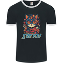 Kawaii Cat Mens Ringer T-Shirt FotL Black/White