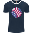 Baseball USA Stars and Stripes American Flag Mens Ringer T-Shirt FotL Navy Blue/White