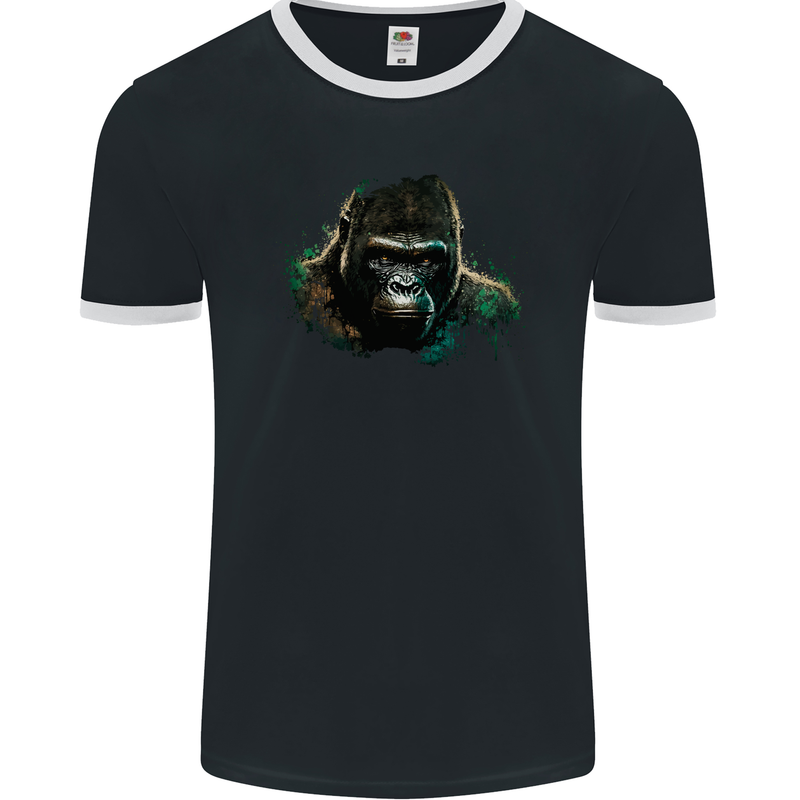 Head of a Gorilla Mens Ringer T-Shirt FotL Black/White