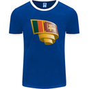 Curled Sri Lankan Flag Sri Lanka Day Football Mens Ringer T-Shirt FotL Royal Blue/White