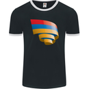 Curled Armenia Flag Armenian Day Football Mens Ringer T-Shirt FotL Black/White