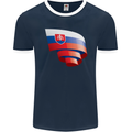 Curled Slovakia Flag Slovakia Day Football Mens Ringer T-Shirt FotL Navy Blue/White