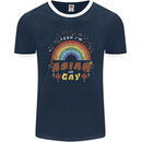 Asian and Gay Funny Gaysian LGBT Pride Mens Ringer T-Shirt FotL Navy Blue/White