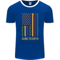 Juneteenth Emancipation Day USA Flag Mens Ringer T-Shirt FotL Royal Blue/White