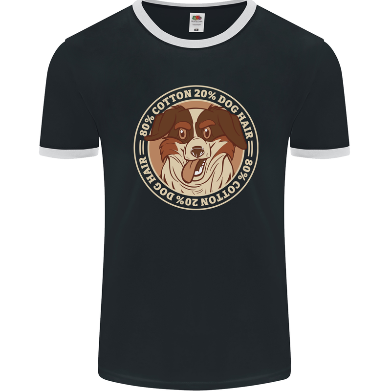 Funny Dog Hair Mens Ringer T-Shirt FotL Black/White