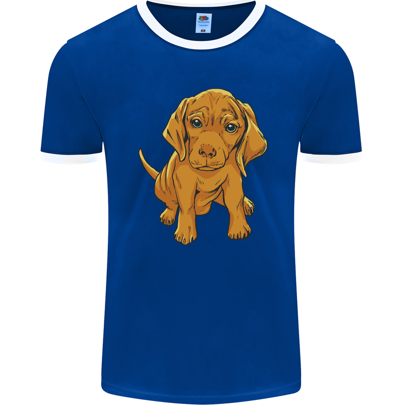 Hungarian Magyar Magyar Vizsla Puppy Dog Mens Ringer T-Shirt FotL Royal Blue/White