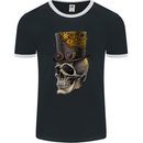 Steampunk Skull Mens Ringer T-Shirt FotL Black/White