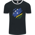 Torn Solomon Islands Flag Day Football Mens Ringer T-Shirt FotL Black/White