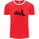 Trains Locomotive Steam Engine Trainspotting Mens Ringer T-Shirt Red/White