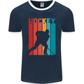 A Retro Ice Hockey Player Mens Ringer T-Shirt FotL Navy Blue/White