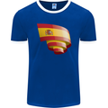 Curled Spain Flag Spanish Day Football Mens Ringer T-Shirt FotL Royal Blue/White