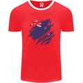 Torn New Zealand Flag Zealander Kiwi Day Mens Ringer T-Shirt FotL Red/White