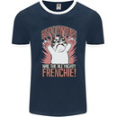Funny French Bulldog Dog Frenchie Mens Ringer T-Shirt FotL Navy Blue/White