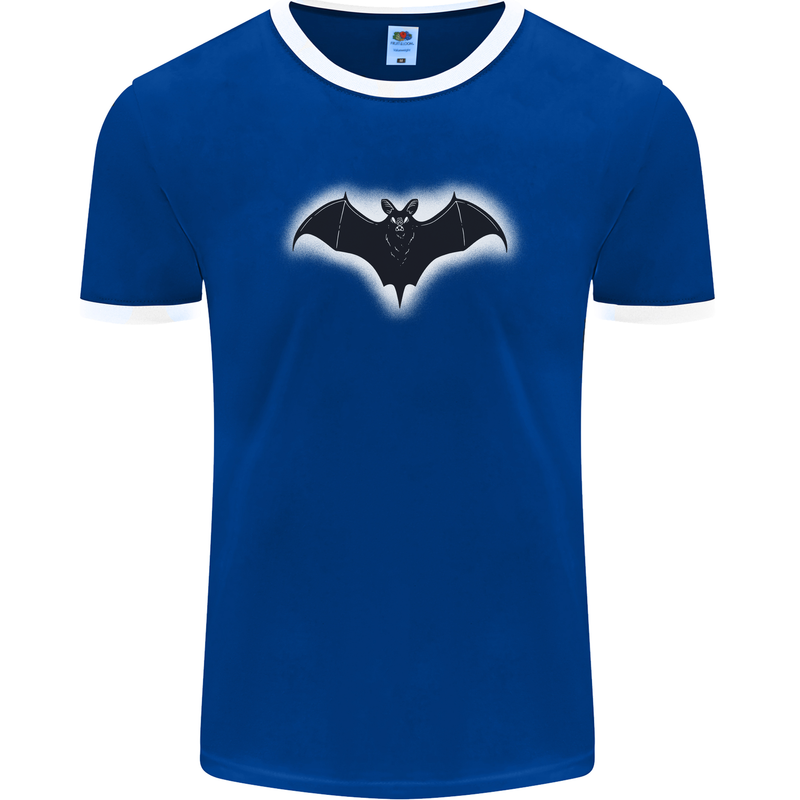 A Glowing Bat Vampires Halloween Mens Ringer T-Shirt FotL Royal Blue/White