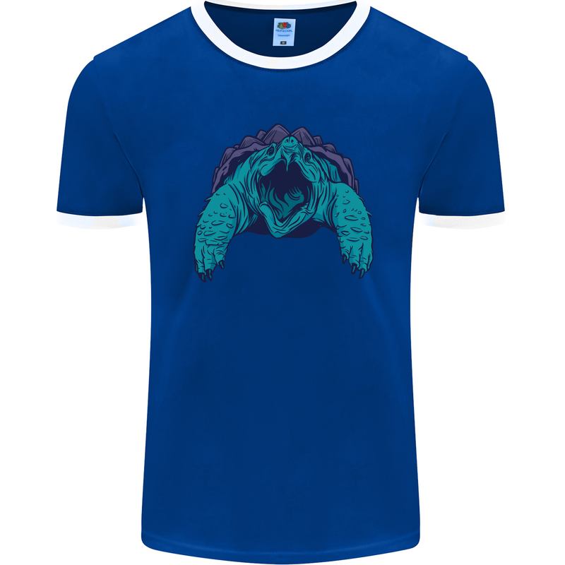 Alligator Snapping Turtle Mens Ringer T-Shirt FotL Royal Blue/White