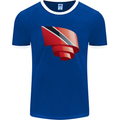 Curled Trinidad and Tobago Day Football Mens Ringer T-Shirt FotL Royal Blue/White