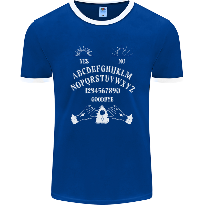 Ouija Board Voodoo Dark Black Magic Mens Ringer T-Shirt FotL Royal Blue/White