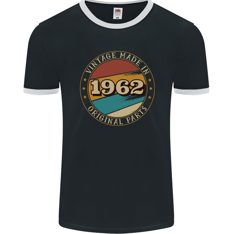61st Birthday  Vintage Made In 1962 Mens Ringer T-Shirt FotL Black/White