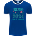 Arriving 2024 New Baby Pregnancy Pregnant Mens Ringer T-Shirt Royal Blue/White