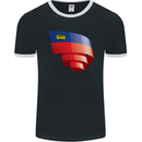 Curled Liechtenstein Flag Liechtensteiner Day Football Mens Ringer T-Shirt FotL Black/White
