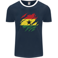 Torn Ghana Flag Ghanaian Day Football Mens Ringer T-Shirt FotL Navy Blue/White
