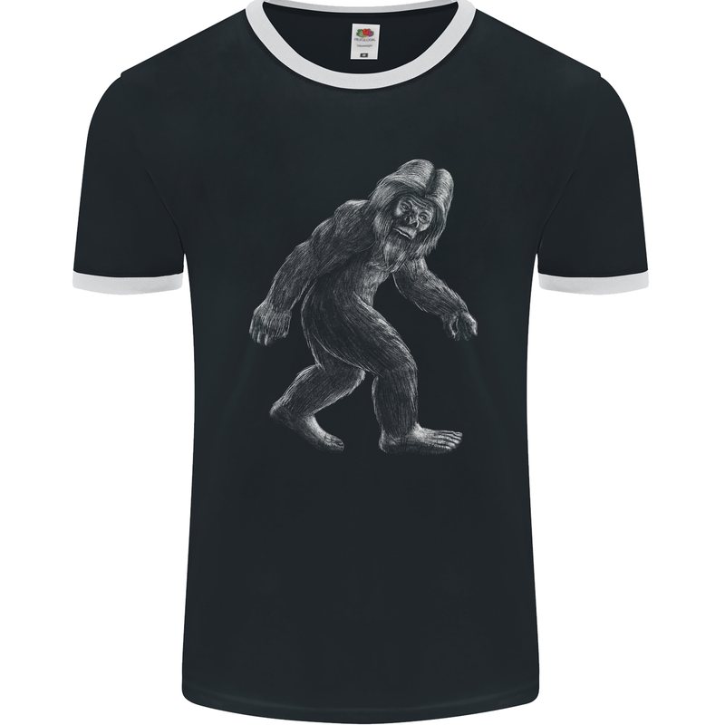 Bigfoot Taking a Stroll Mens Ringer T-Shirt FotL Black/White