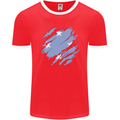 Torn Micronesia Flag Micronesian Day Football Mens Ringer T-Shirt FotL Red/White