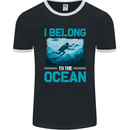 I Belong to the Ocean Scuba Diving Diver Dive Mens Ringer T-Shirt FotL Black/White