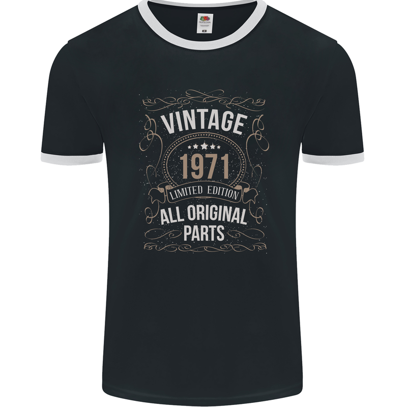52nd Birthday Limited Edition 1971 Mens Ringer T-Shirt FotL Black/White