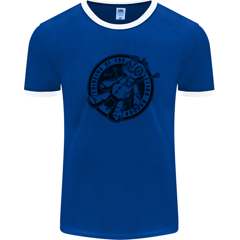 Thinking of You Voodoo Doll Mens Ringer T-Shirt Royal Blue/White