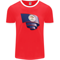 Curled Belize Flag Belizean Day Football Mens Ringer T-Shirt FotL Red/White