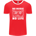 No Music No Life Retro Audio Cassette Mens Ringer T-Shirt FotL Red/White