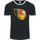 Curled Sri Lankan Flag Sri Lanka Day Football Mens Ringer T-Shirt FotL Black/White