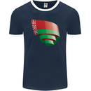 Curled Belarus Flag Belarusian Day Football Mens Ringer T-Shirt FotL Navy Blue/White