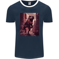 T-Rex Rampage Dinosaur Mens Ringer T-Shirt FotL Navy Blue/White