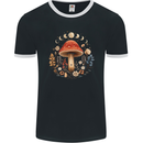 Moon Phases Mushroom Nature Foraging Mens Ringer T-Shirt FotL Black/White
